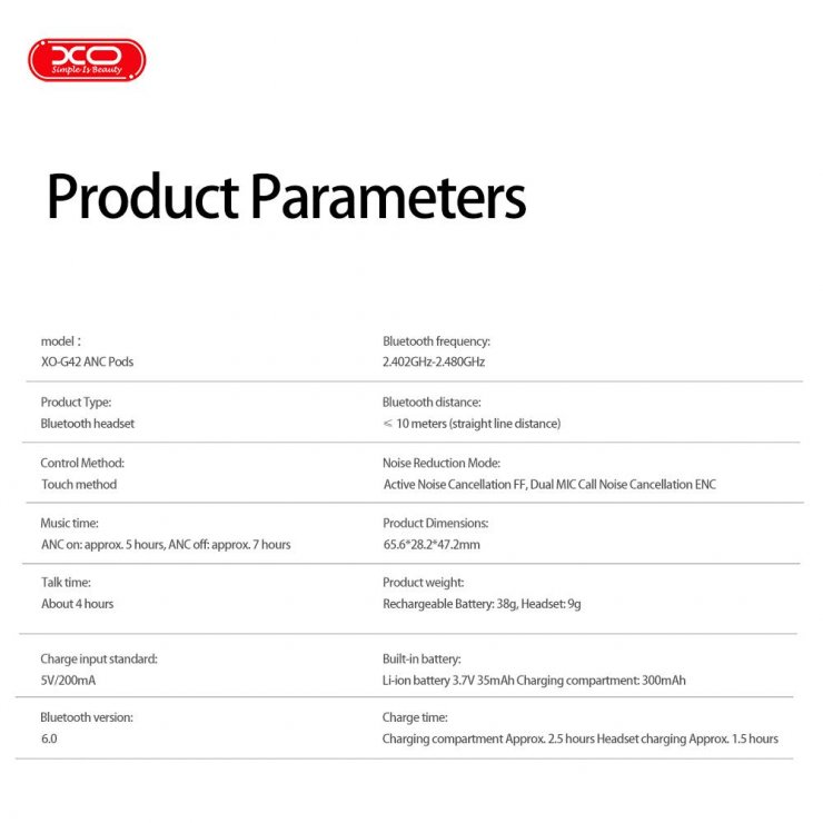 Imagine Casti wireless HF TWS ANC + ENC Dual mic Bej, XO G42