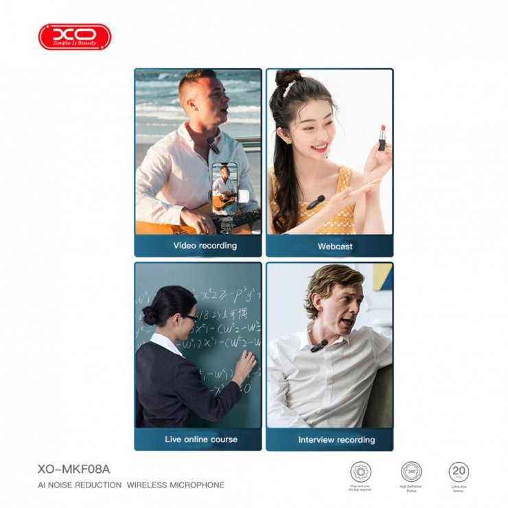 Imagine Microfon wireless USB type C AI Noise-reduction, XO MKF08A