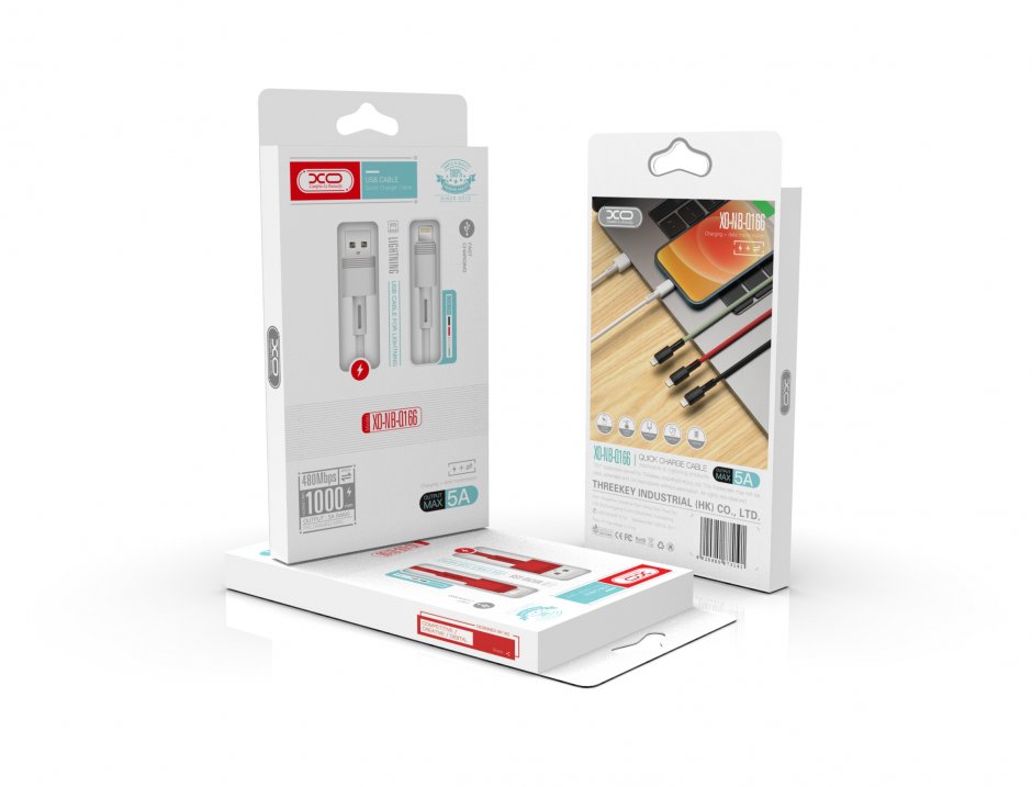 Imagine Cablu USB-A la Lightning 5A 1m Negru, XO NB-Q166