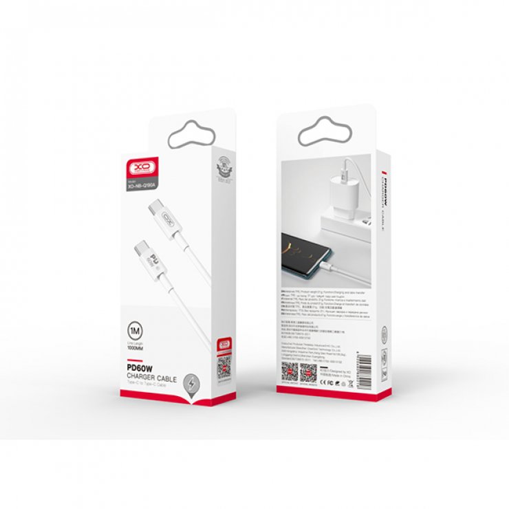 Imagine Cablu USB 2.0 type C la USB type C 60W 1m Alb, XO NB-Q190A