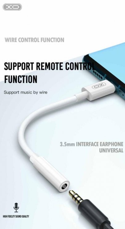 Imagine Adaptor audio USB type C la jack stereo 3.5mm T-M 15cm Alb, XO NB-R161