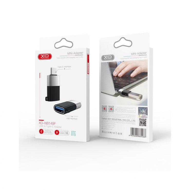 Imagine Adaptor USB 2.0-A la USB type C M-T pentru breloc, XO NB149-F