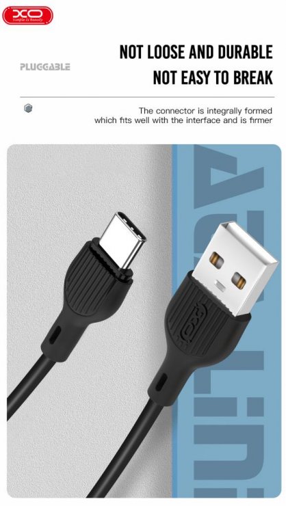 Imagine Cablu USB-A la USB type C 2A 1m Negru, XO NB200