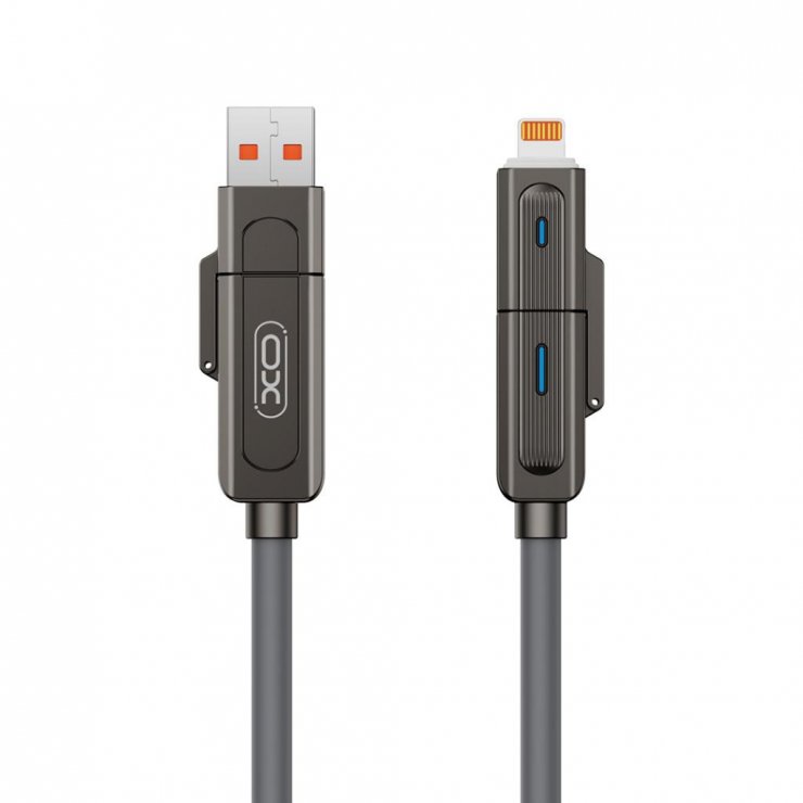 Imagine Cablu 4 in 1 USB-A + Type C la Type C + Lightning 60W 1m Negru, XO NB275