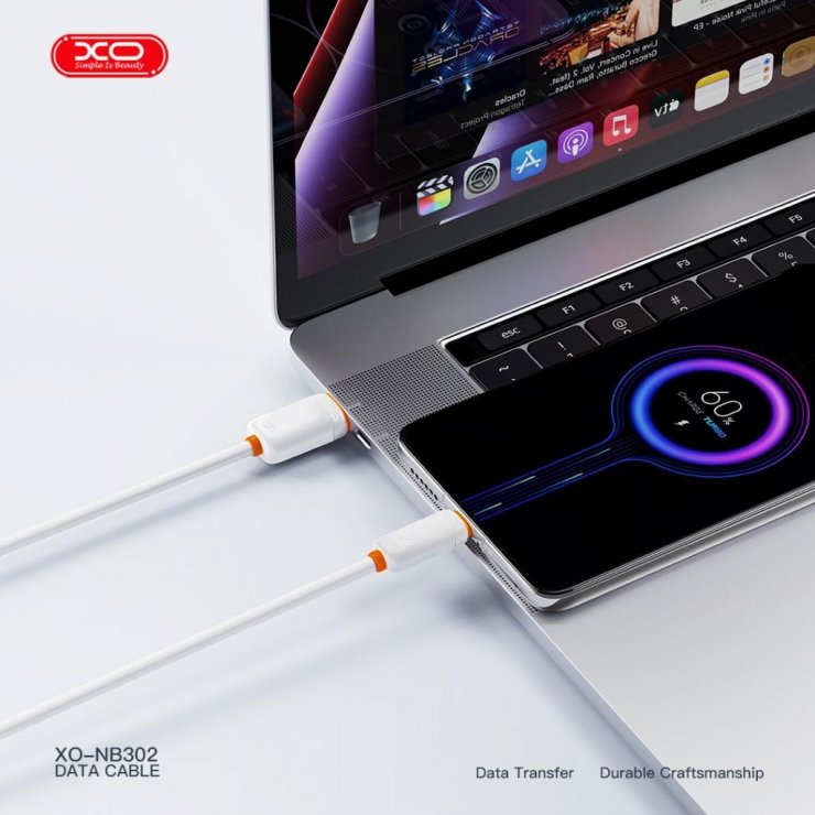 Imagine Cablu USB-A la iPhone Lightning 1m Alb, XO NB302