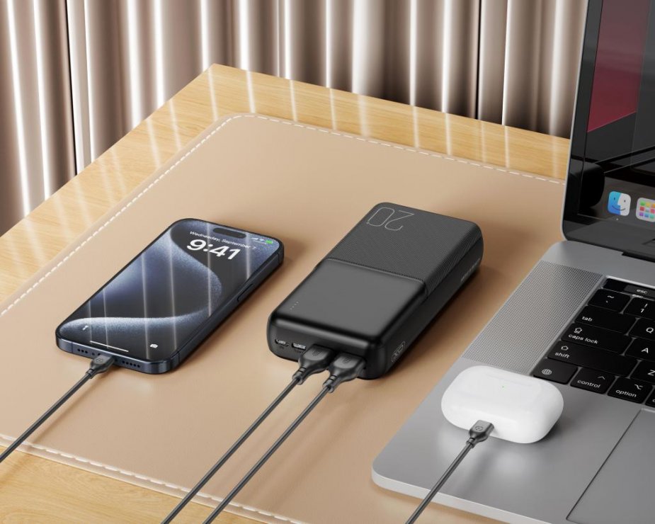 Imagine Power bank 20000 mAh cu indicator LED Negru, XO PR252