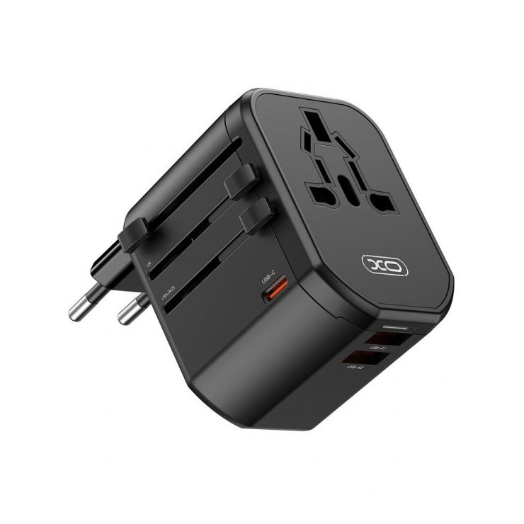Imagine Adaptor universal 20W + 2 x USB-A + USB-C Negru, XO WL13