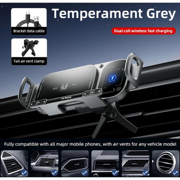 Imagine Suport auto wireless pentru smartphone/tableta 15W, XO WX042