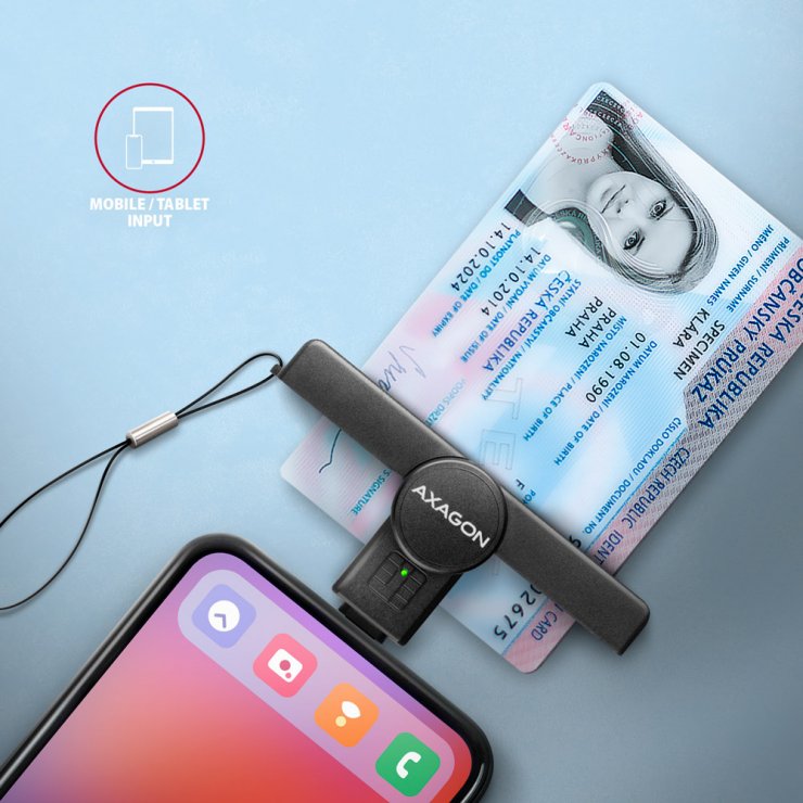 Imagine Cititor de carduri USB 2.0 type C la Smart Card/ID, Axagon CRE-SMPC