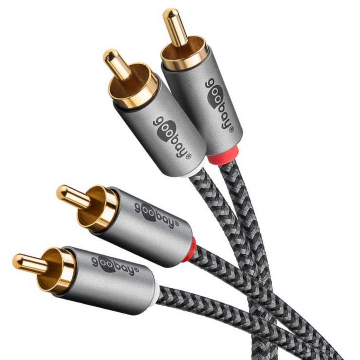 Imagine Cablu audio 2 x RCA la 2 x RCA T-T 0.5m brodat, Goobay Plus G65291
