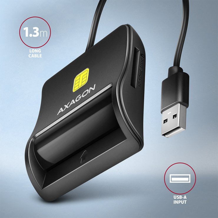Imagine Cititor de carduri USB-A 2.0 la Smart Card/ID + SD/microSD/SIM, Axagon CRE-SM3SD