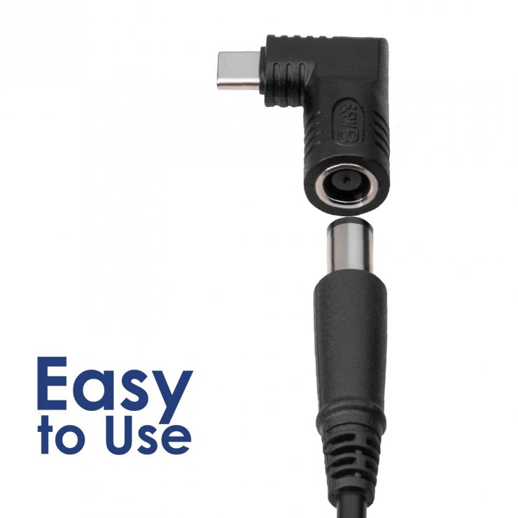 Imagine Adaptor USB type C la DC 3.5 x 1.35mm 65W T-M, Akyga AK-ND-D14