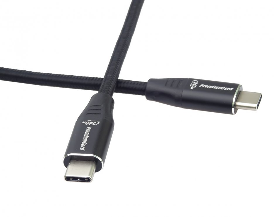 Imagine Cablu USB type C T-T 240W 1m brodat Negru, ku31cv1