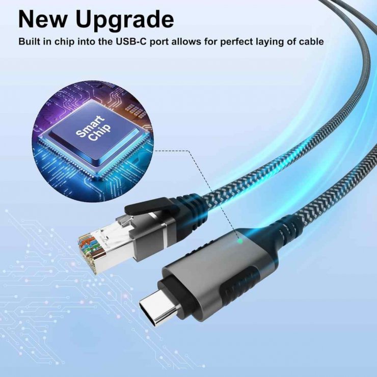 Imagine Cablu de retea USB 3.1 type C la RJ45 LAN Cat.6 FTP T-T 3m, ku31net3