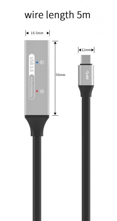 Imagine Cablu prelungitor USB 3.2 type C activ cu alimentare T-M 15m, ku31rep15al