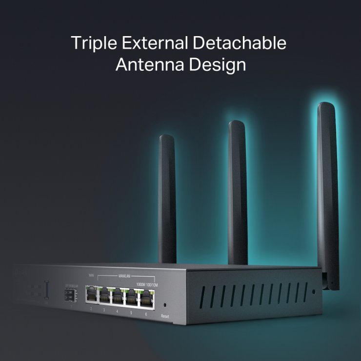 Imagine Router VPN Dual-Band Wi-Fi 6 AX3000 3 antene, TP-LINK ER706W