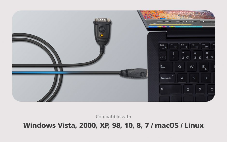 Imagine Cablu USB la Serial RS232 FTDI anti-EMI 1.2m, ATEN UC232AF