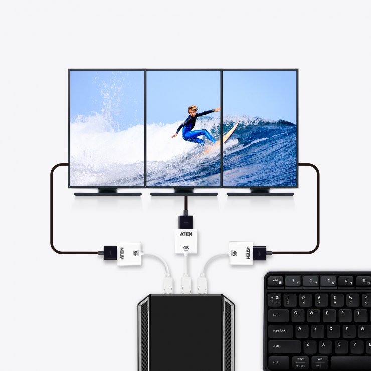 Imagine Adaptor DisplayPort la HDMI True 4K60Hz T-M Alb, ATEN VC986B