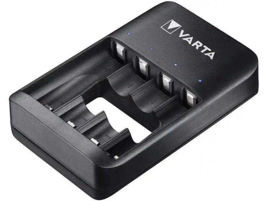 Imagine Incarcator USB pentru acumulatori AA/AAA NiMH + 4 acumulatori AA 2100mAh, Varta 57652