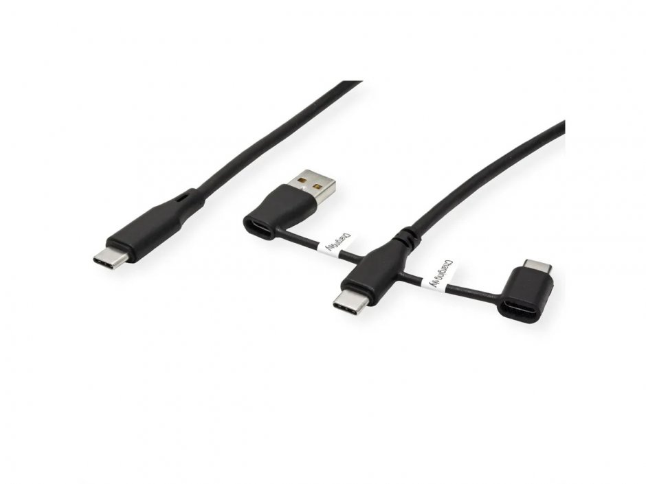 Imagine Cablu USB 2.0 type C la USB type C cu A+C Data Lane Blockers 1m, Roline 11.02.8349