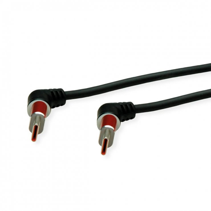 Imagine Cablu USB 2.0 type C conectori rotativi 60W unghi/unghi 1.5m Negru, Roline 11.02.8350