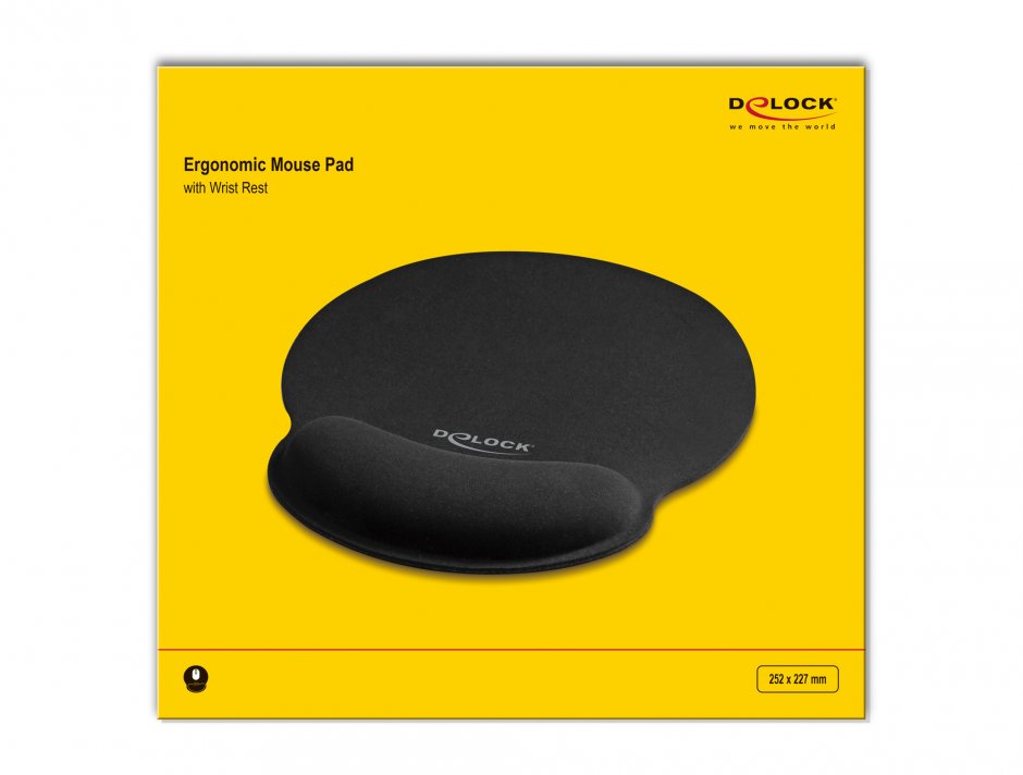 Imagine Mouse pad ergonomic cu suport pentru incheietura mainii 252x227mm Negru, Delock 12559