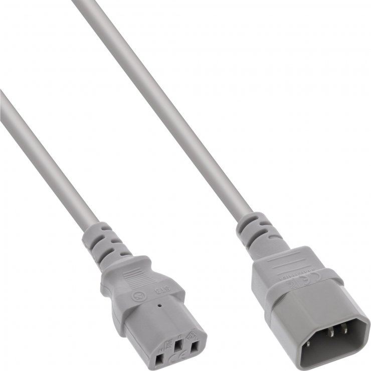 Imagine Cablu prelungitor alimentare C13 la C14 0.75m Gri, Inline IL16507A