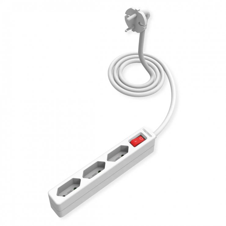 Imagine Prelungitor slim cu 3 x prize Euro Switch ON/OFF 1.5m Alb, Value 19.99.0971