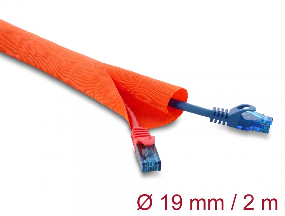 Imagine Plasa pentru organizarea cablurilor self-closing 2m x 19mm Orange, Delock 19019