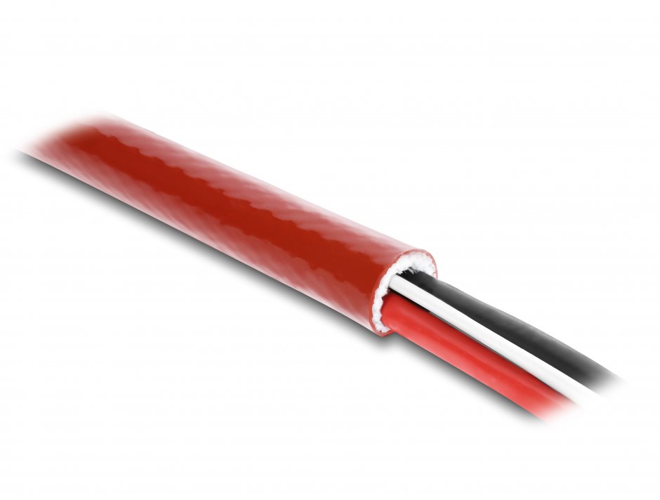 Imagine Manson anti incendiu 1m x 10mm silicon Rosu, Delock 19093