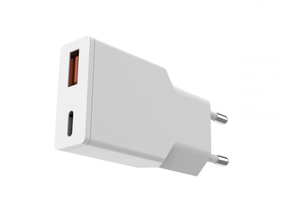 Imagine Incarcator priza USB-A + USB-C 30W Alb, Value 19.99.1111