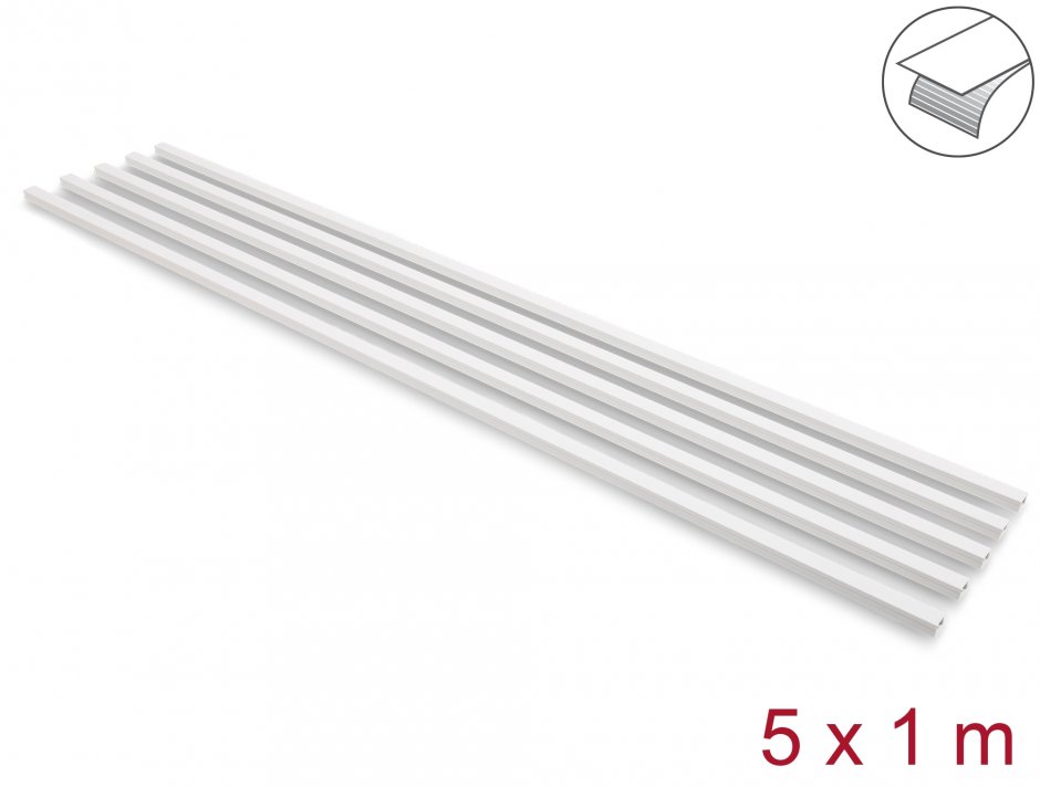 Imagine Set 5 buc canal cablu self-adhesive 15x10mm - lungime 1m Alb, Delock 22066