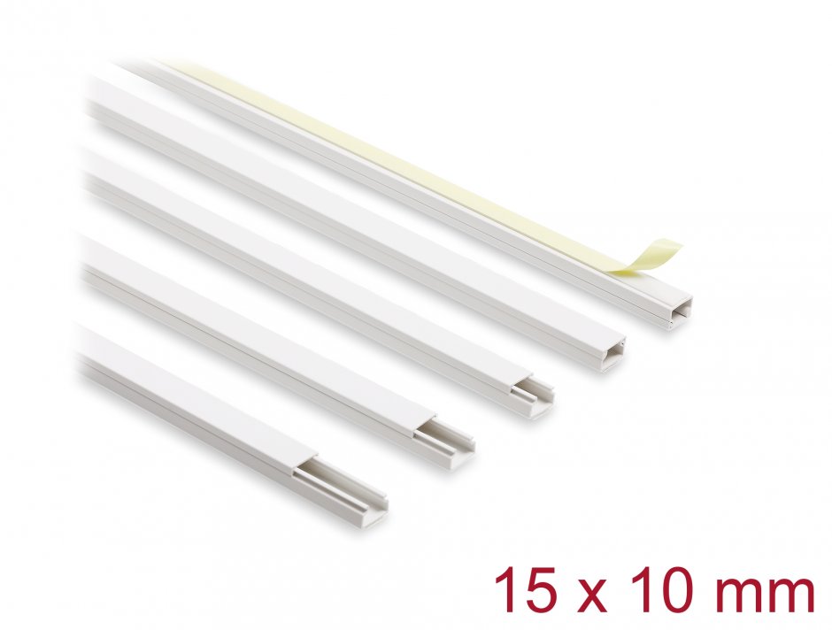Imagine Set 5 buc canal cablu self-adhesive 15x10mm - lungime 1m Alb, Delock 22066