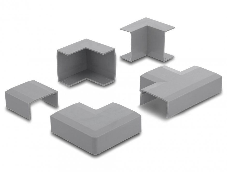 Imagine Set 5 buc conector pentru canal cablu 30x14mm Gri, Delock 22098