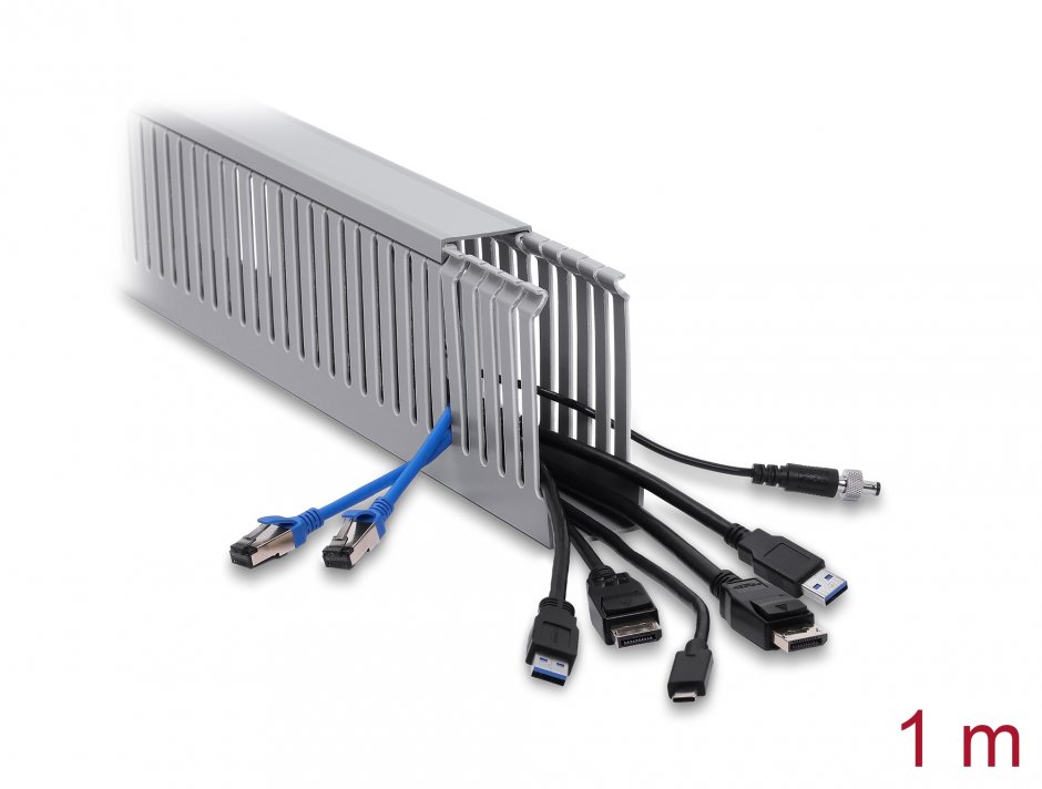 Imagine Canal cablu 40 x 100mm - lungime 1m Gri, Delock 22137