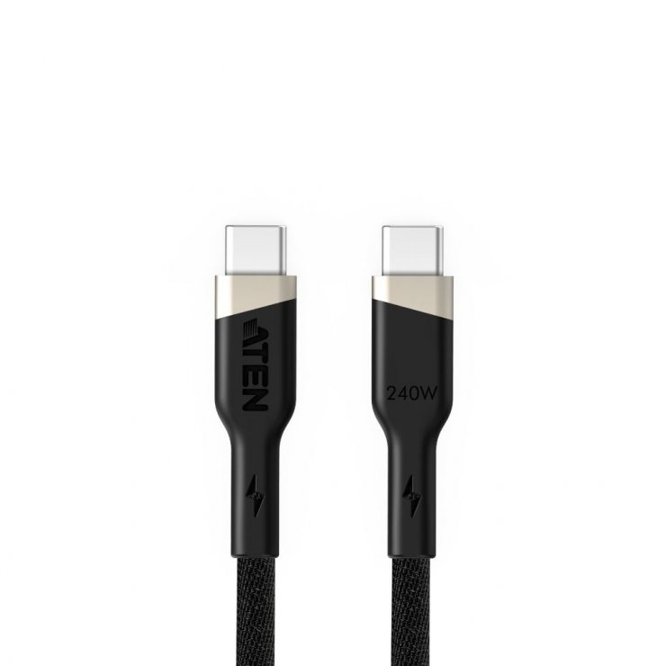Imagine Cablu USB 2.0 type C la USB type C 240W E-Marker 2m brodat Negru, ATEN 2L-3102P240