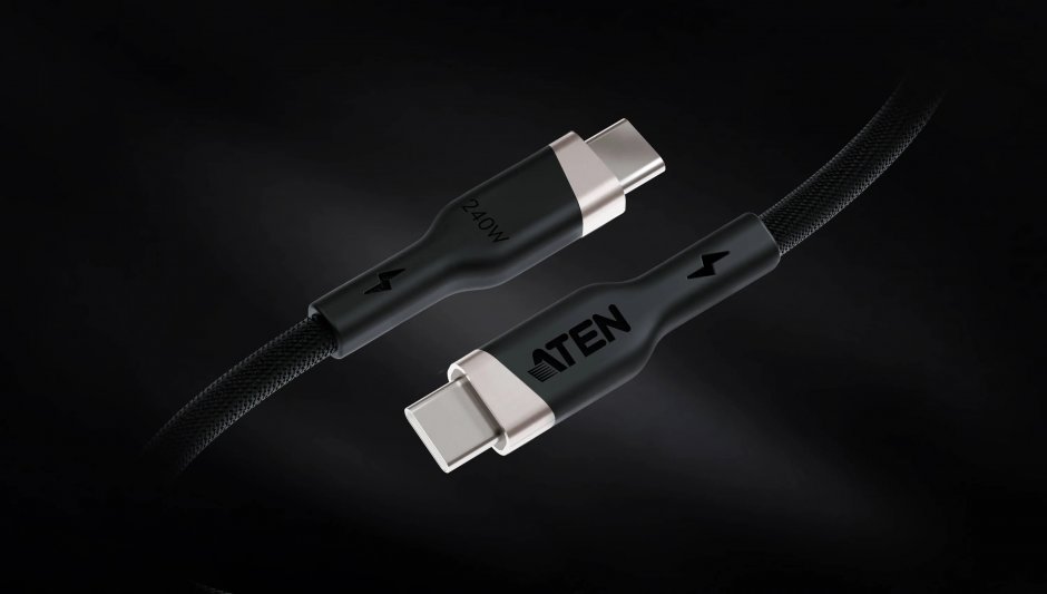 Imagine Cablu USB 2.0 type C la USB type C 240W E-Marker 1m brodat Negru, ATEN 2L-3101P240