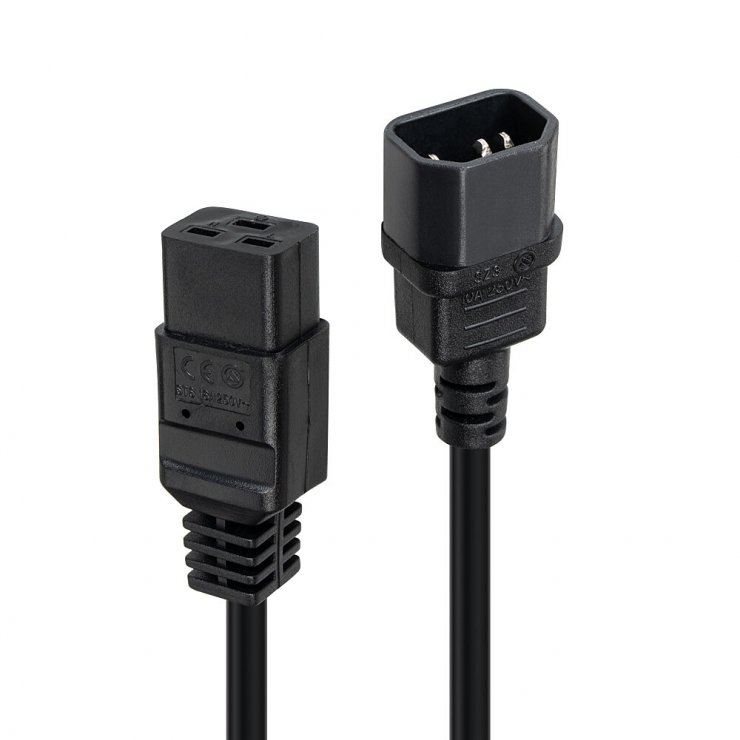Imagine Cablu alimentare IEC C14 la C19 3m Negru, Lindy L30492