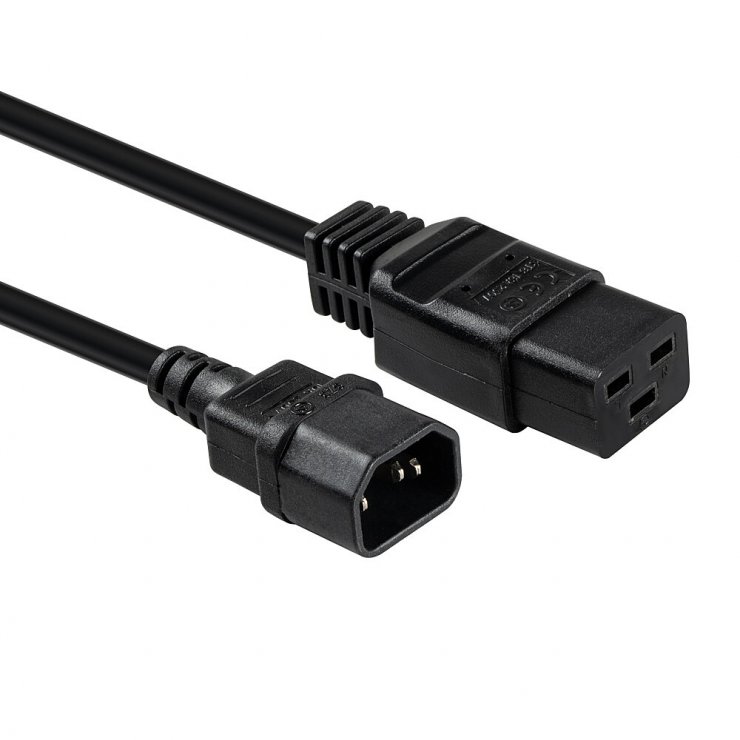 Imagine Cablu alimentare IEC C14 la C19 2m Negru, Lindy L30491