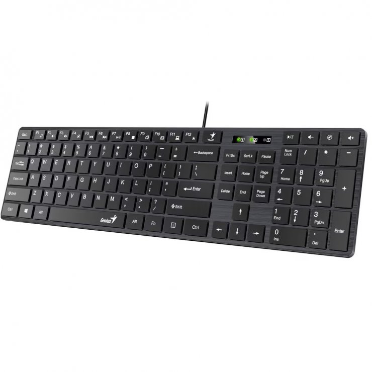 Imagine Tastatura multimedia USB Negru, Genius SlimStar 126