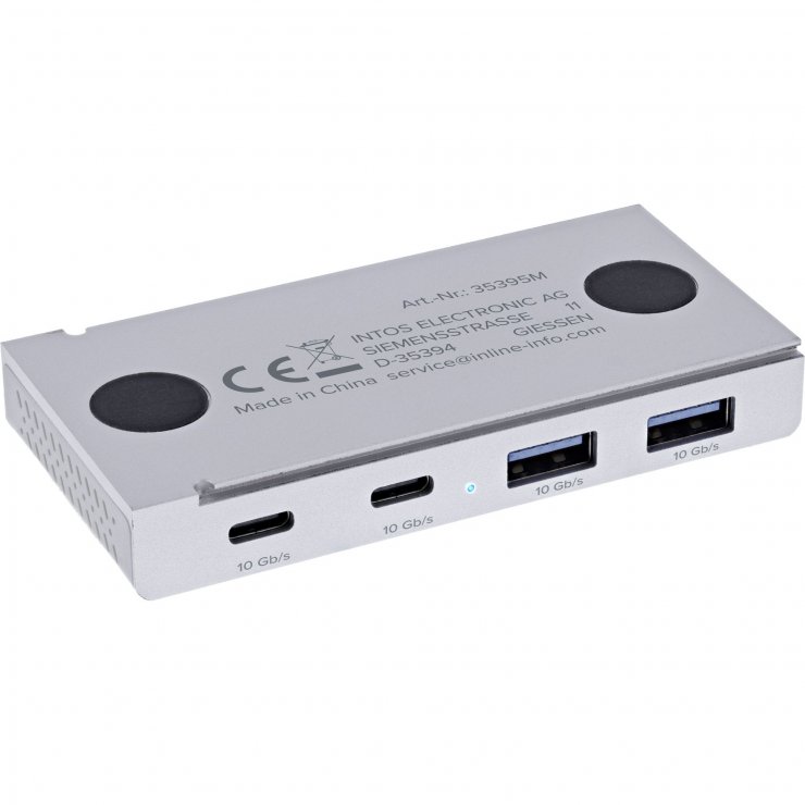 Imagine HUB magnetic USB type C 10Gb/s la 2 x USB-C + 2 x USB-A Aluminiu, InLine IL35395M