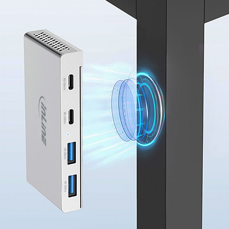 Imagine HUB magnetic USB type C 10Gb/s la 2 x USB-C + 2 x USB-A Aluminiu, InLine IL35395M