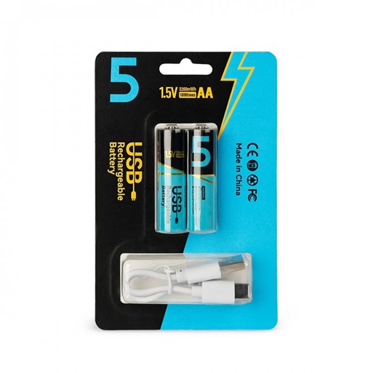 Imagine Set 2 buc acumulatori AA 1.5V 2200mWh incarcare USB type C
