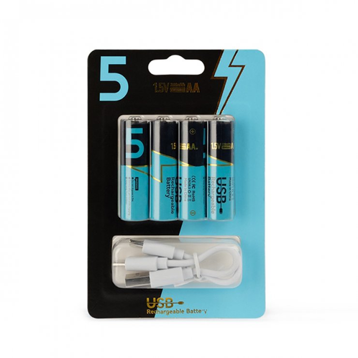 Imagine Set 4 buc acumulatori AA 1.5V 2200mWh incarcare USB type C