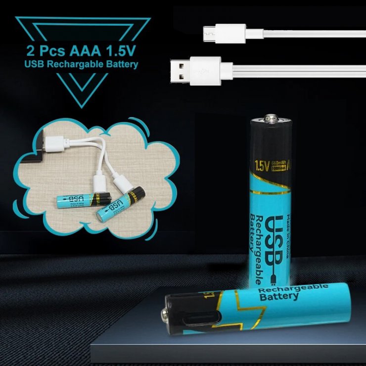 Imagine Set 2 buc acumulatori AAA 1.5V 660mWh incarcare USB type C