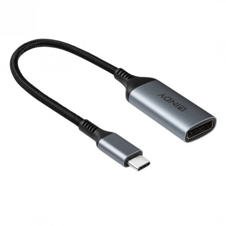 Imagine Adaptor USB type C la DisplayPort 8K60Hz/4K120Hz T-M, Lindy L43426
