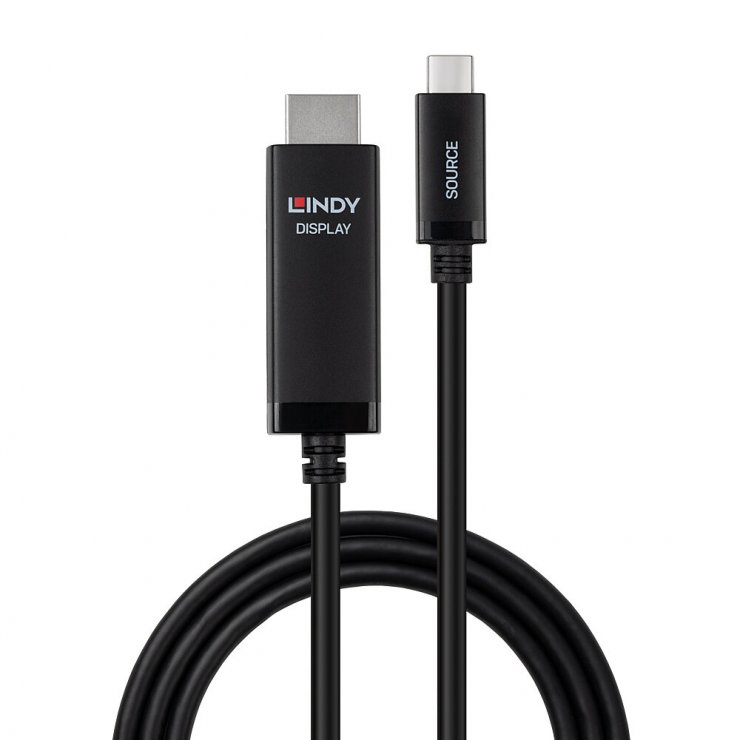 Imagine Cablu USB type C la HDMI 8K60Hz/4K144Hz T-T 2m Negru, Lindy L43434