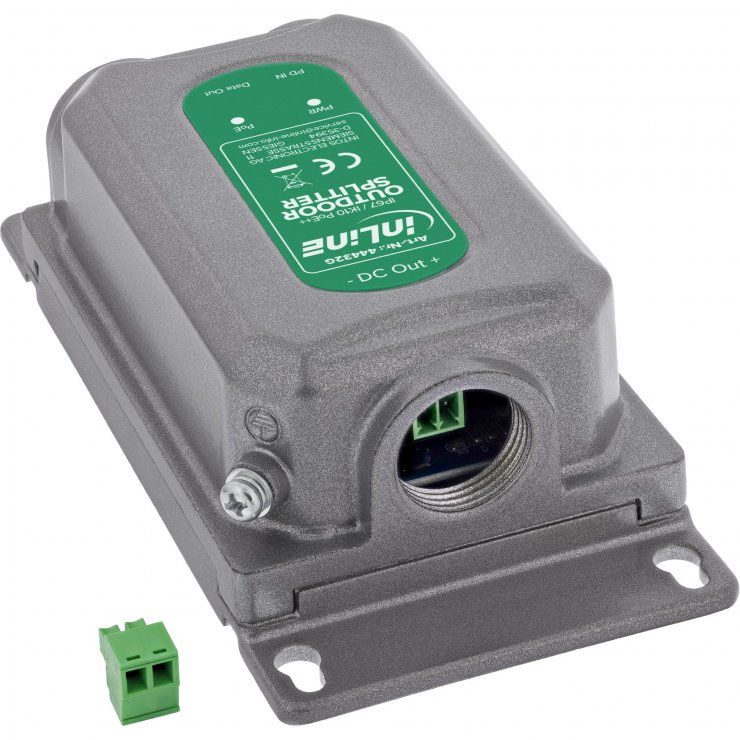 Imagine Splitter PoE++ IK10 60W/12V 1 Gb/s pentru exterior IP67, InLine IL44432G