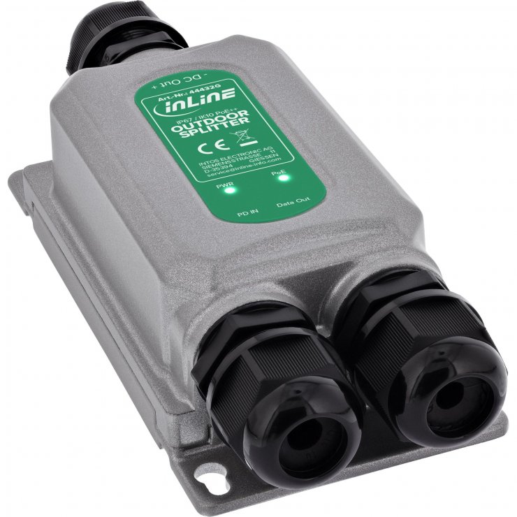 Imagine Splitter PoE++ IK10 60W/12V 1 Gb/s pentru exterior IP67, InLine IL44432G