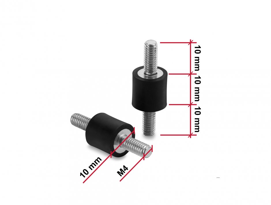 Imagine Set 4 buc amortizor vibratii M4x0.7mm/10x10mm, Delock 60798